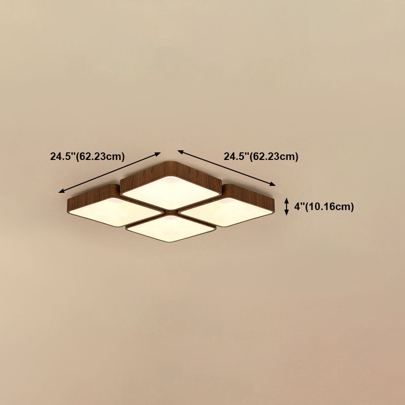 Geometry Shape LED Ceiling Lamp Modern Wood Flush Mount for Bedroom Living Room