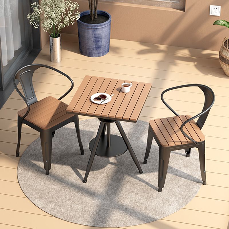 Outdoor Square Adjustable Height Patio Table Modern Iron Frame Patio Table