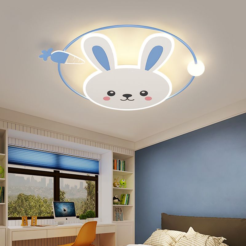 Rabbit Cartoon LED Flush Mount Metal 1-light Flush Ceiling Light for Children Room