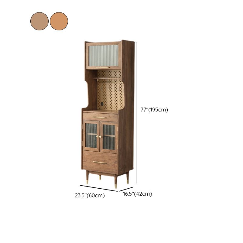 Solid Wood Accent Cabinet Modern Glass Paned Cabinet with Doors