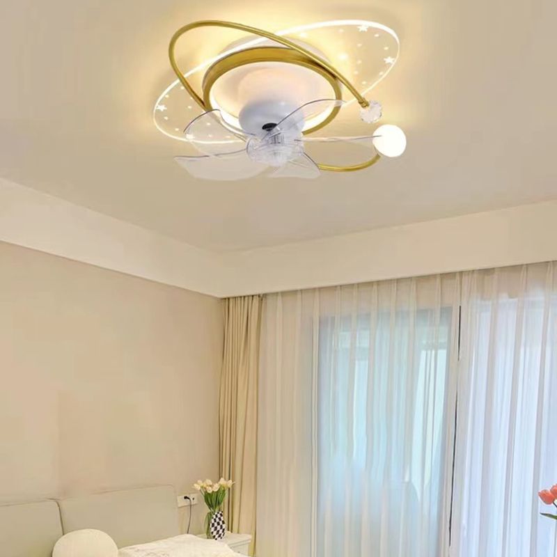 Metal Geometric Shape Ceiling Fan Modern Style 3 Lights Ceiling Fans Fixtures