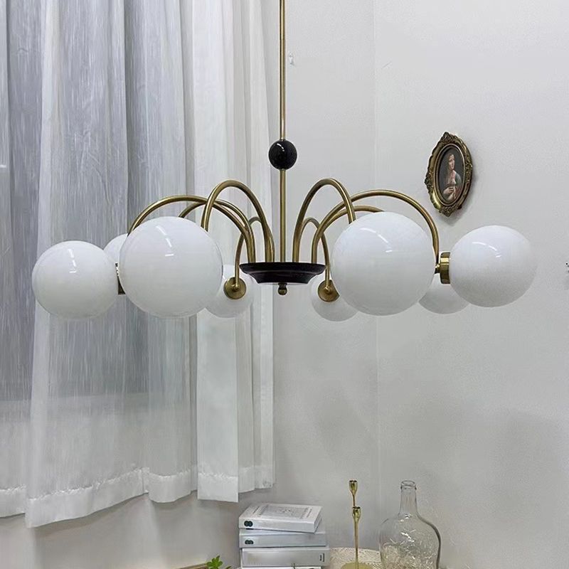 Spherical Shape Chandelier Light Modern Style Glass Multi Light Hanging Lamp for Kitchen