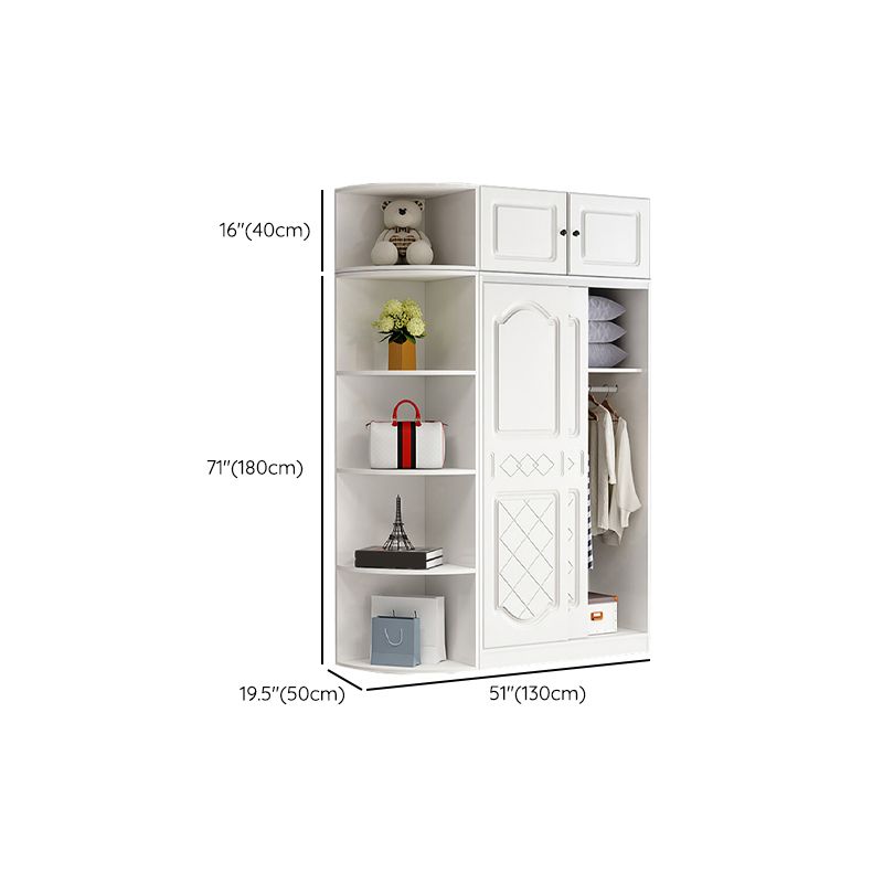 Manufactured Wood Kids Closet Modern Style Shelved Wardrobe Closet in White