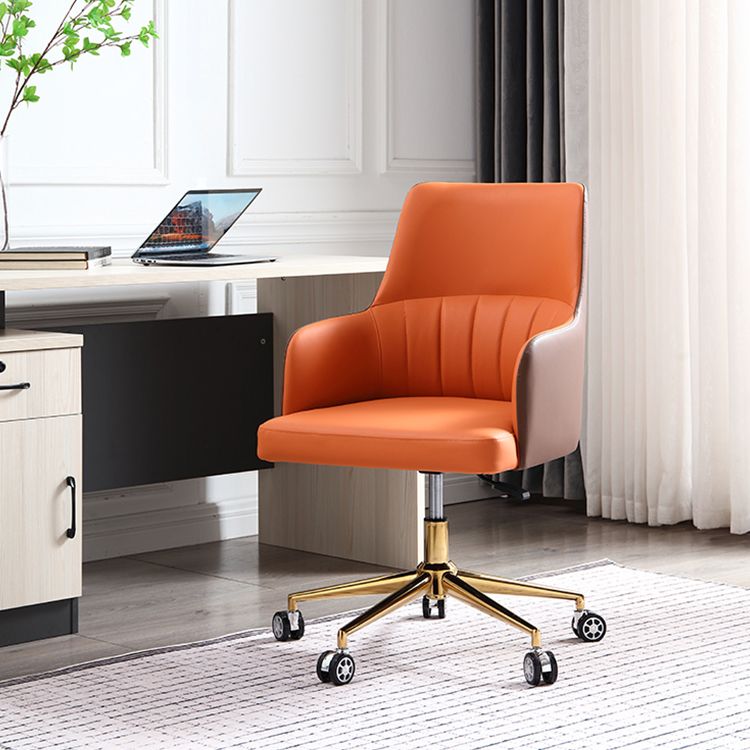 Modern Fixed Arms Desk Chair Adjustable Seat Height Office Chair with Wheels