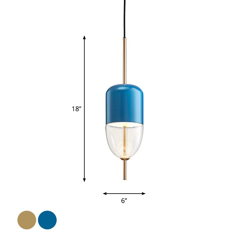 Ellipsoidal/Cone/Long Cone Pendant Lighting Clear Glass Led Post-Modernist Gold/Blue Hanging Light Kit in White/Warm Light