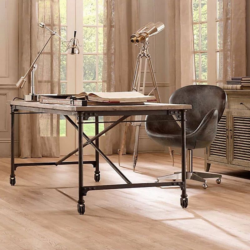 Industrial Solid Wood Office Desk Rectangular Writing Desk for Home