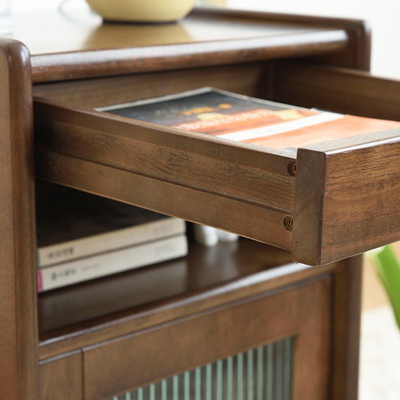 Contemporary Wood Nightstand with 1 Door and 1 Drawer Flat Top Nightstand