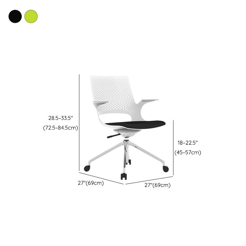 Fixed Arms Chair Adjustable Seat Height Swivel Chair with Wheels