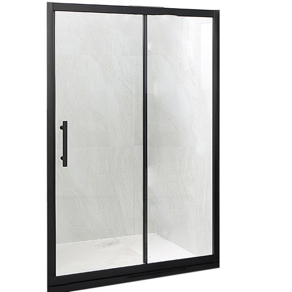 Modern Black Frame Shower Bath Door Transparent Single Sliding Shower Door