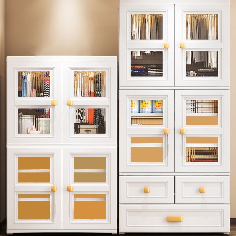 White Plastic Kids Closet Modern Style Shelved Armoire Cabinet