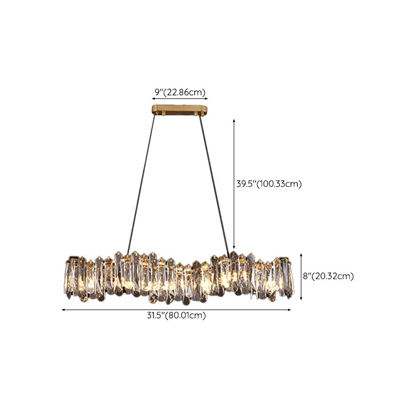 Gray Metal Contemporary Pendant Light with Crystal Shade for Living Room