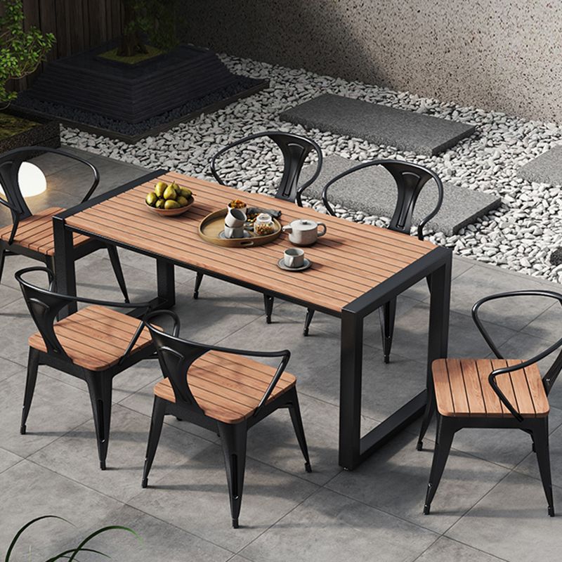 Modern Geometric Courtyard Table Artificial Wood Outdoors Table