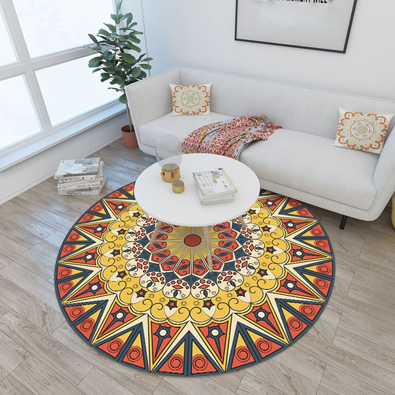 Lavish Moroccan Rug Multi Colored Mandala Carpet Non-Slip Stain Resistant Pet Friendly Rug for Home Decor