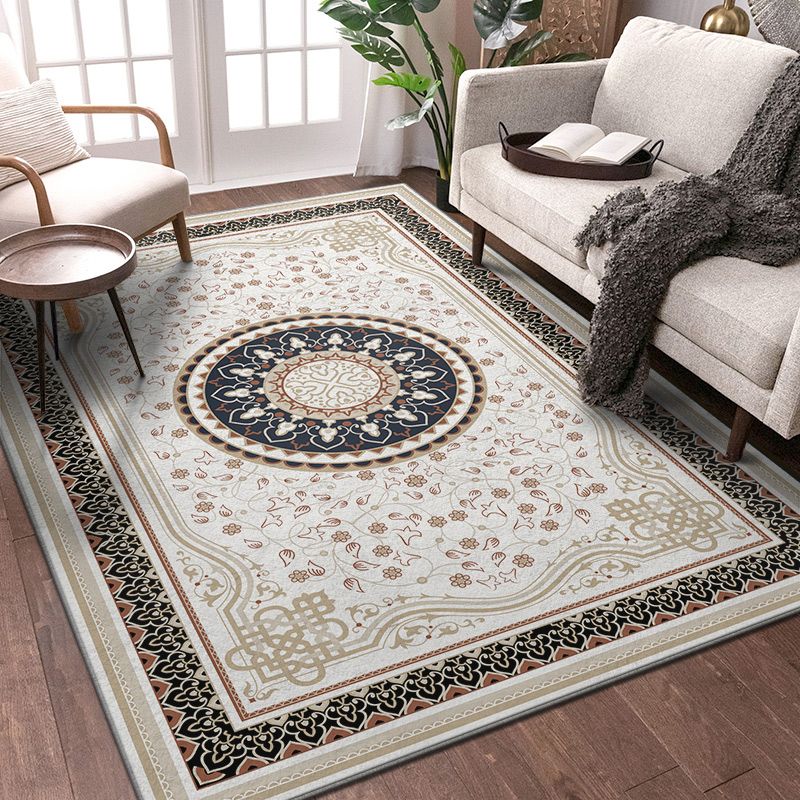 Rapis d'intérieur traditionnel Funky Medallion Print Tapis Polyester Tache résistant aux taches pour la décoration intérieure