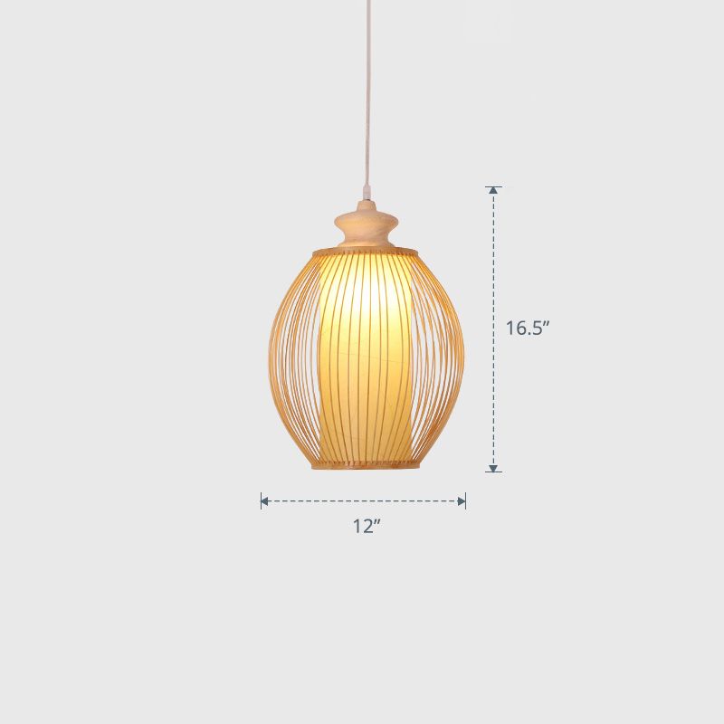 Modern Style Wood Whoven Light Bamboo Bamboo Single Restaurant Appeding Cendering Lighting