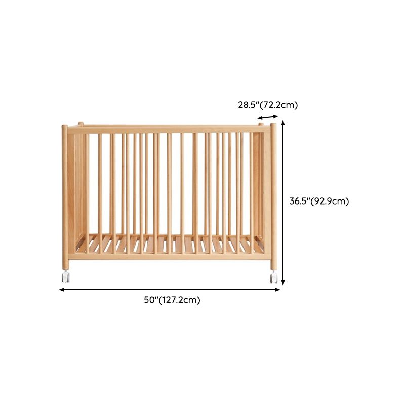 Modern Style Rectangle Crib Home Solid Wood Crib with Wheels