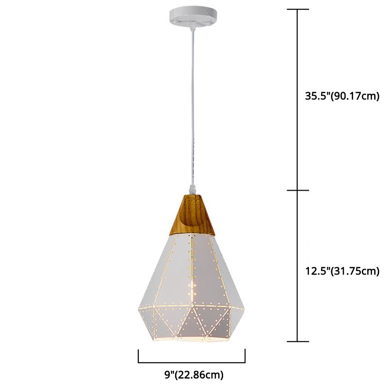 Diamond Dining Room Drop Pendant Modern Style Metal 1 Light Hanging Ceiling Light