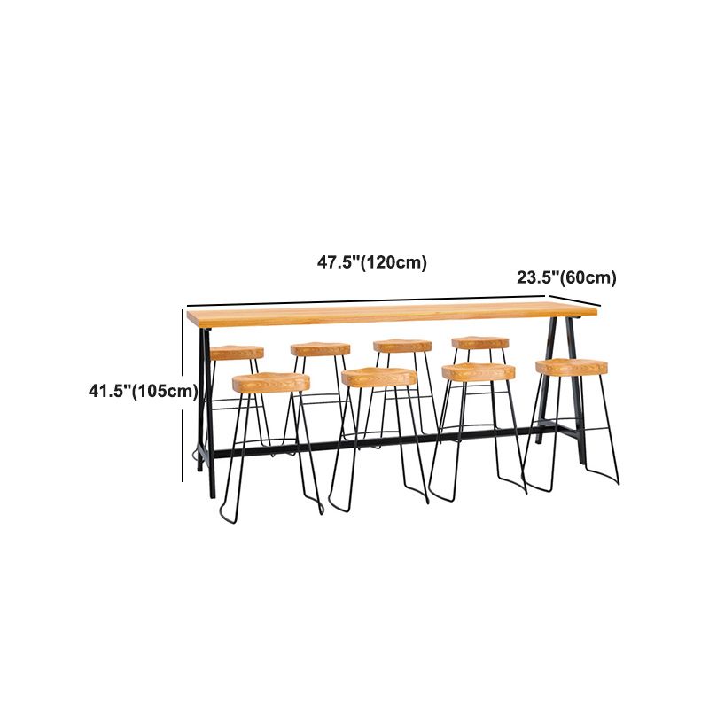 Rectangle Wood Counter Table Rectangle Industrial Style Bar Table for Kitchen