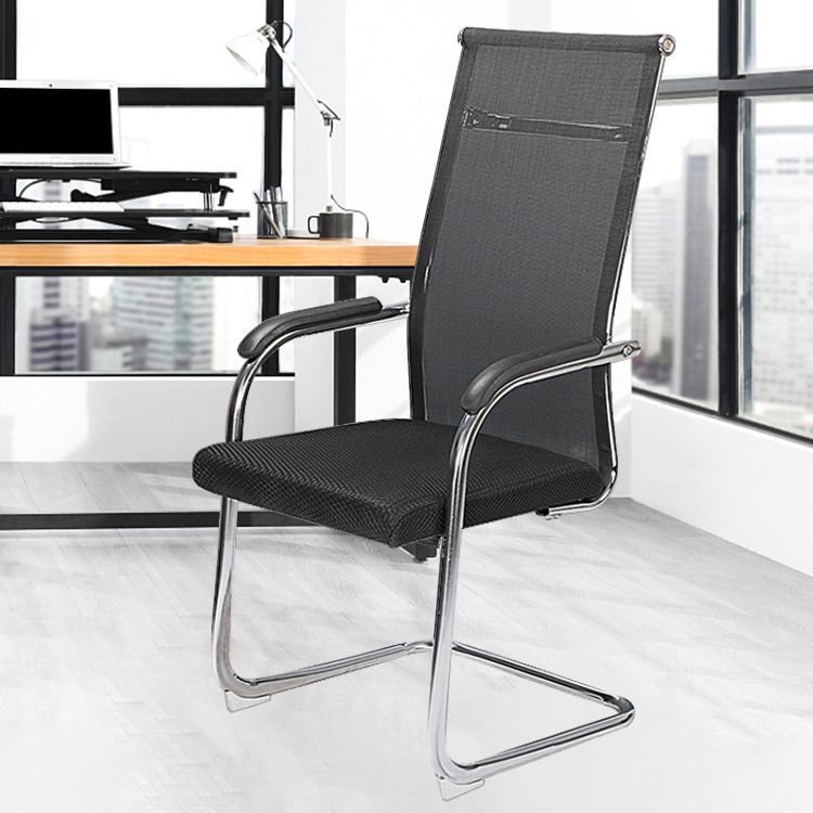 No Wheels Office Chair with Breathable AirGrid High Back Microfiber Chair