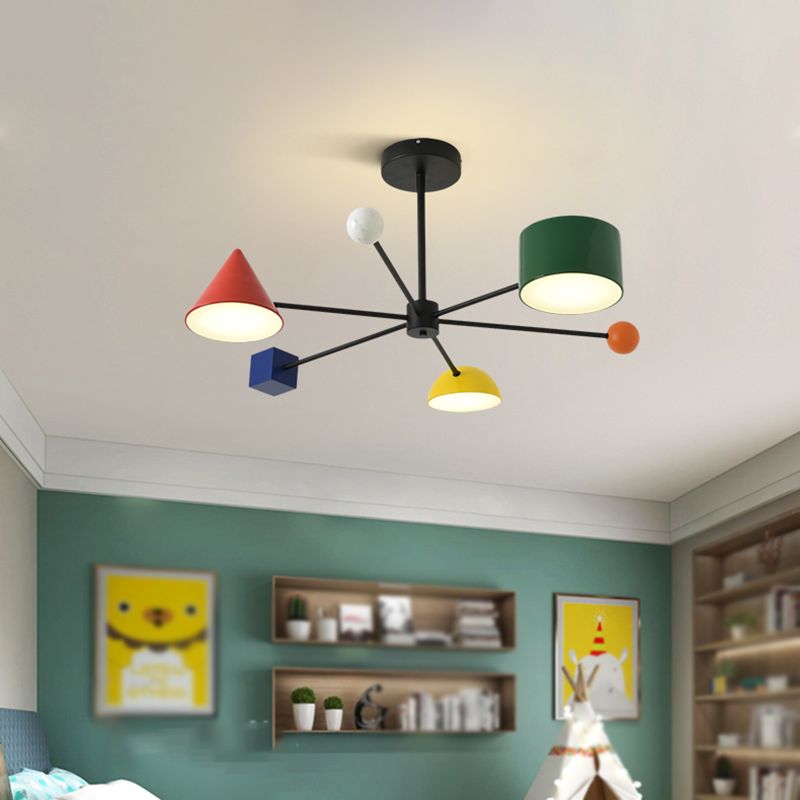 LED Modern Metal Flush Mount Sputnik Shape Ceiling Lamp with Acrylic Shade for Living Room