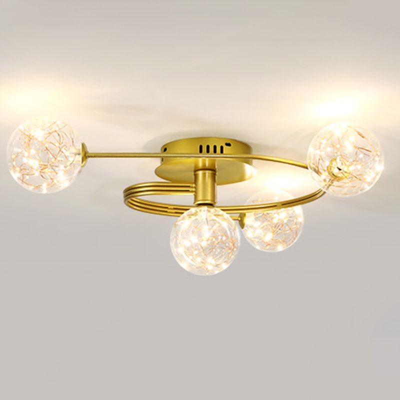 Modern Clear Glass Flush Light Fixtures Spherical Flush Mount for Bedroom