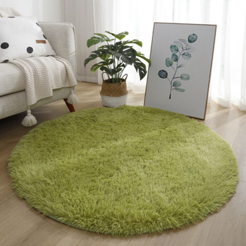 Minimalist Shag Rug Simple Plain Washable Carpet Polyester Living Room Rug with Non-Slip Backing