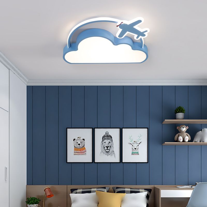 Geometry Shape LED Ceiling Lamp Kids Style Iron 2 Lights Flush Mount for Bedroom