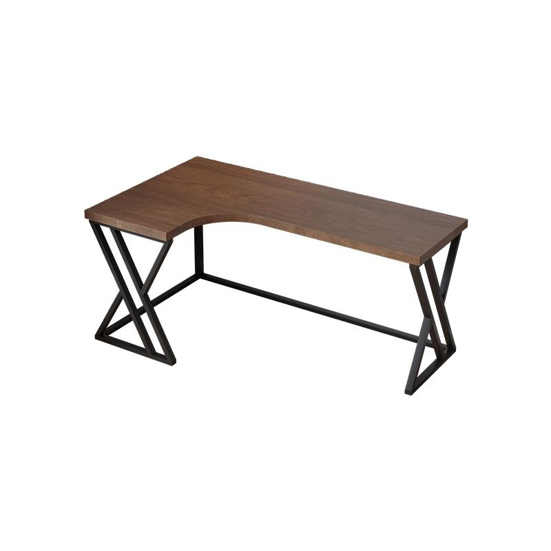 L-Shape Industrial Office Desk  Solid Wood Fixed Writing Table