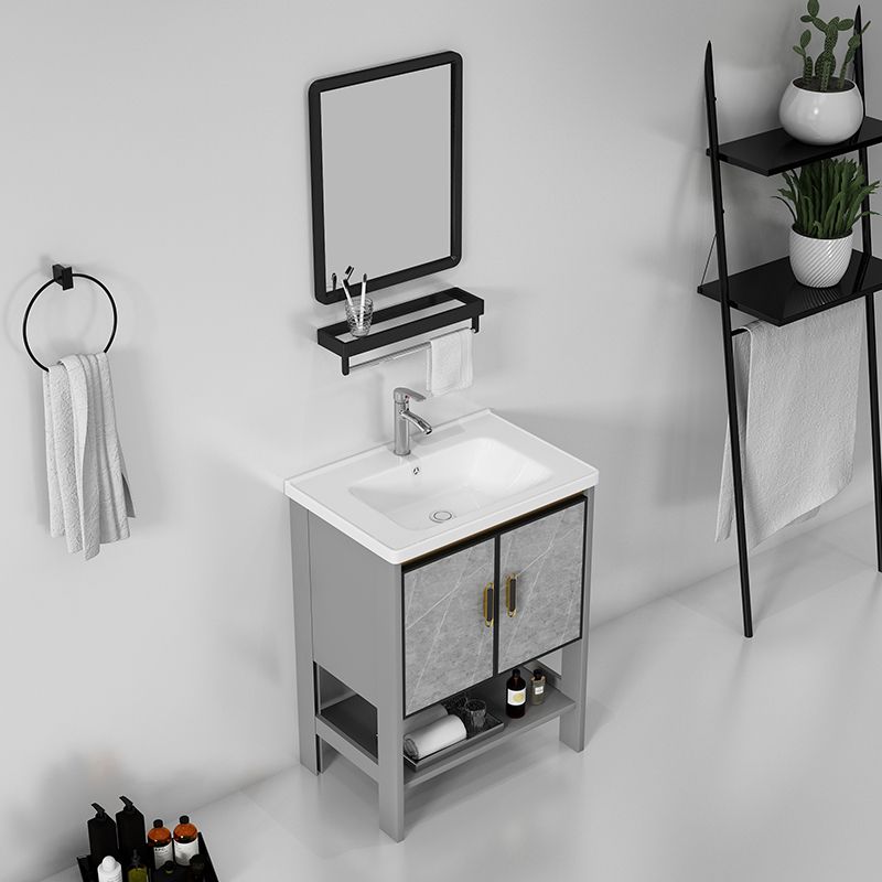 Free Standing Modern Vanity Set Drawer Faucet Ceramic Sink Vanity with Mirror