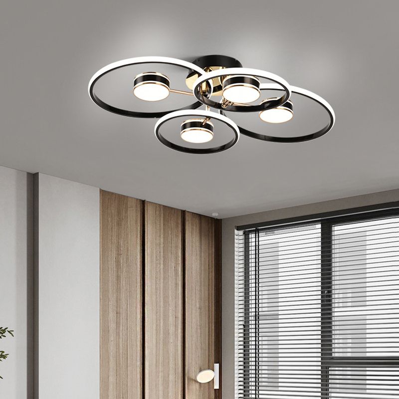 Modern Round Flush Ceiling Lights Metal Multiple-Light Flush Mount