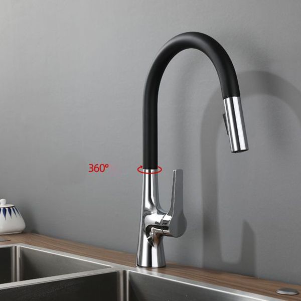 Modern Kitchen Sink Faucet Copper Single Handle High Arc Kitchen Faucet