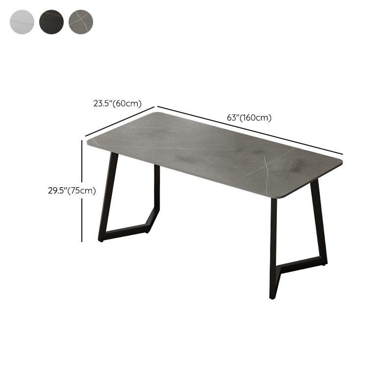 Rectangular Shaped Office Table Stone Writing Desk in Grey/White/Black