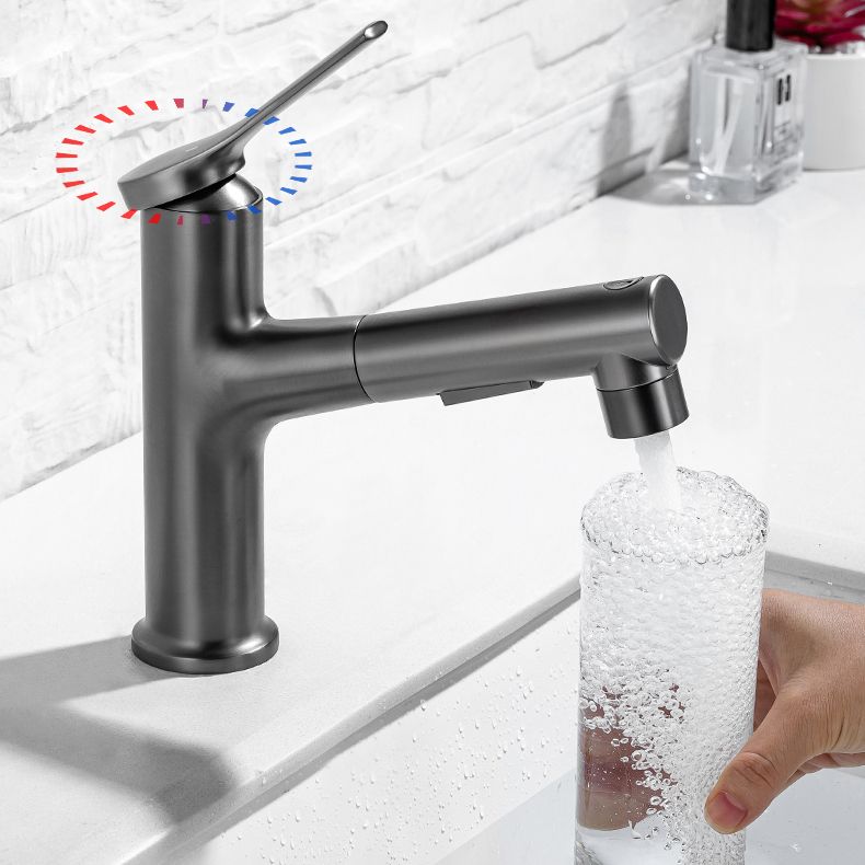 Modern Vessel Sink Faucet Lever Handle with Pull Down Sprayer