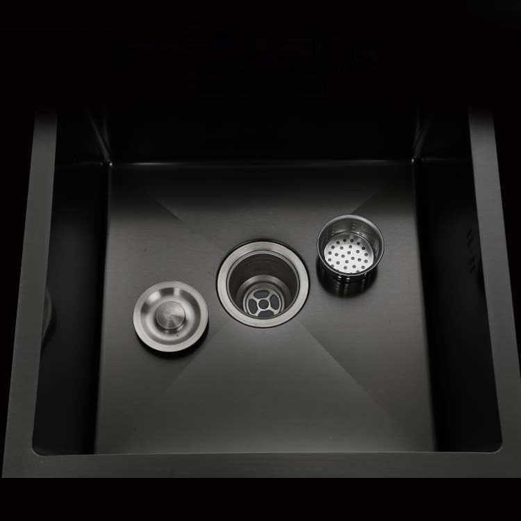 Double Bowl Stainless Steel Sink in black with Strainer Drop-In Kitchen Sink