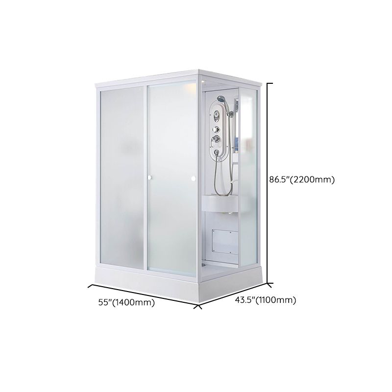 Framed Single Sliding Shower Kit Frosted Rectangle Shower Stall