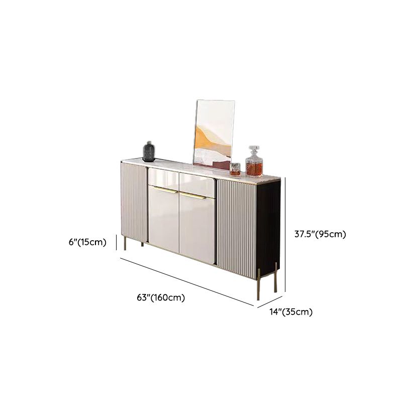 Glam Credenza Stone Adjustable Shelving Buffet Credenza with Cabinets and Drawers