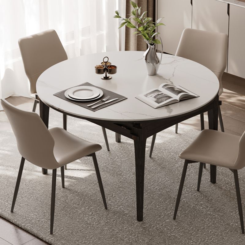 Contemporary Style 1/5 Piece Stone Round Dining Set for Kitchen