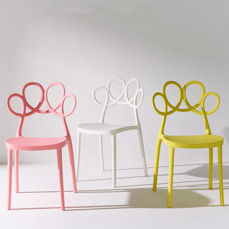 Minimalist Plastic Dining Armless Chair Open Back Dining Side Chair