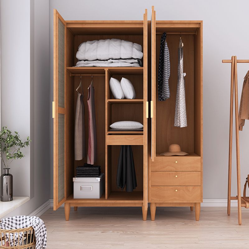 Contemporary Freestanding Wardrobe Armoire Solid Wood Wardrobe with Legs