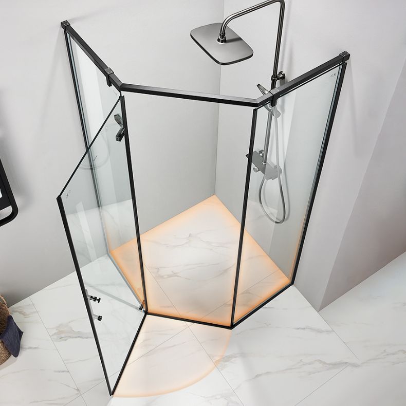 Modern Style Neo-Angle Shower Enclosure Clear Glass Framed Shower Stall