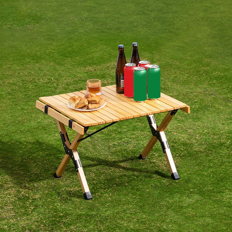 Contemporary Camping Table Rectangle Solid Wood Folding Table