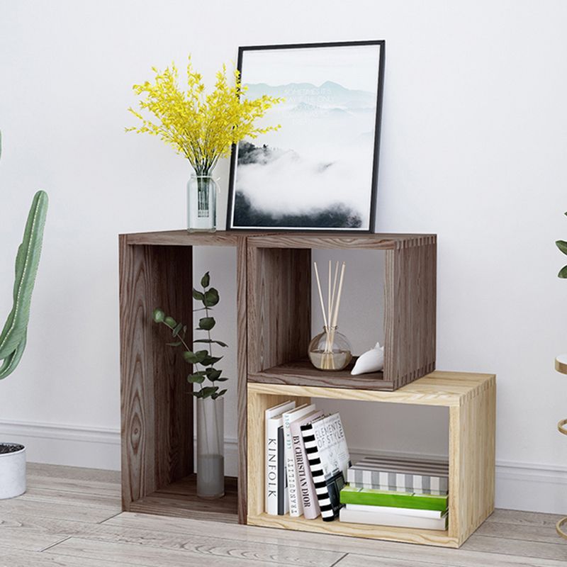 Contemporary Solid Wood Bookcase Open Back Bookshelf for Home