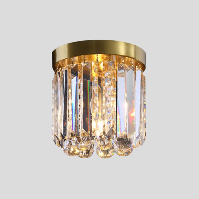 American Style Ceiling Light Geometry Shape Ceiling Lamp with Crystal Shade for Bedroom