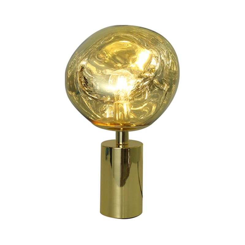 Modernist Style Molten Table Lighting Silver/Gold Hand-Blown Glass 1 Head Living Room Table Lamp