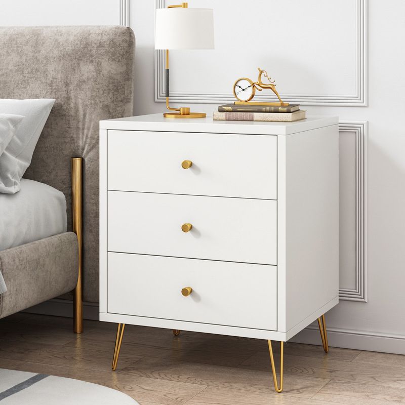 Modern Style Plate Countertop Metal Cabinet Leg White Nightstand