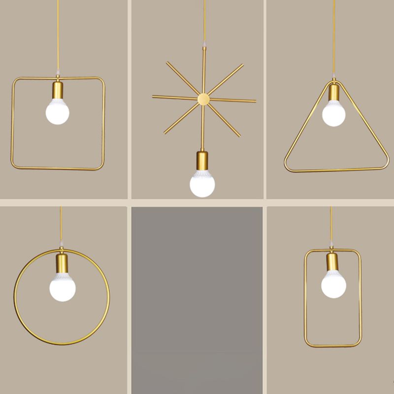 Metal Hanging Ceiling Light Geometric Minimalist Style Hanging Pendant Light for Cloth Shop