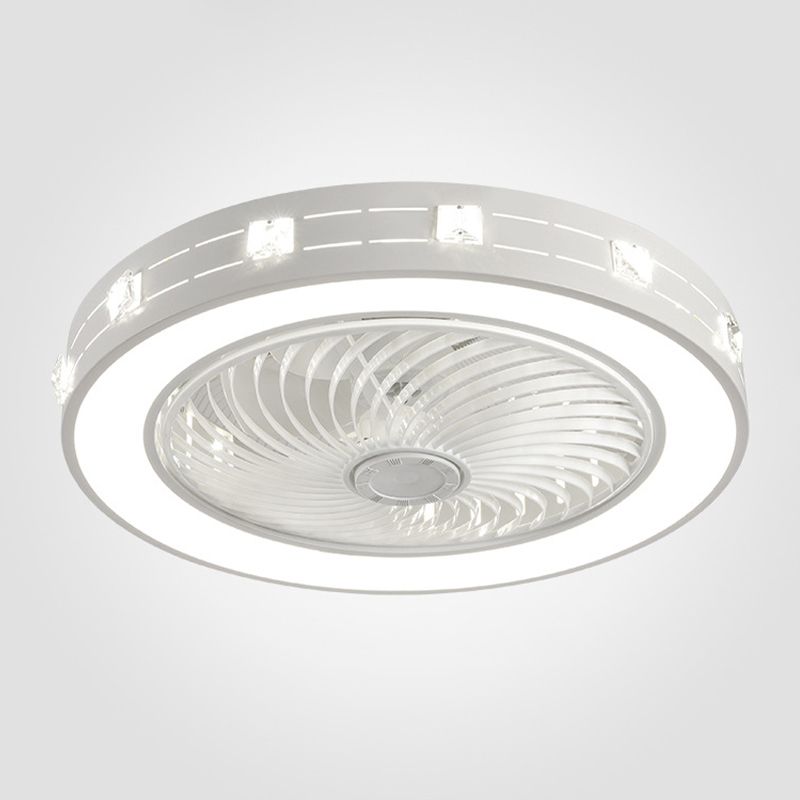 Modern Round LED Fan Light Simplicity Metal Bedroom Flush Mount Ceiling Light