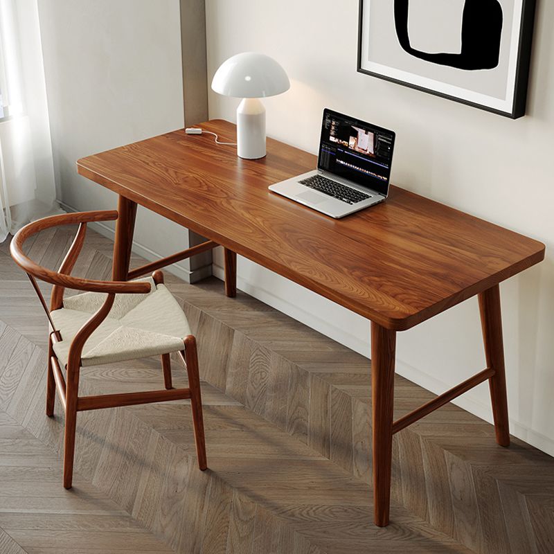 Modern Writing Desk Solid Wood Rectangle Office Desk with H-Base