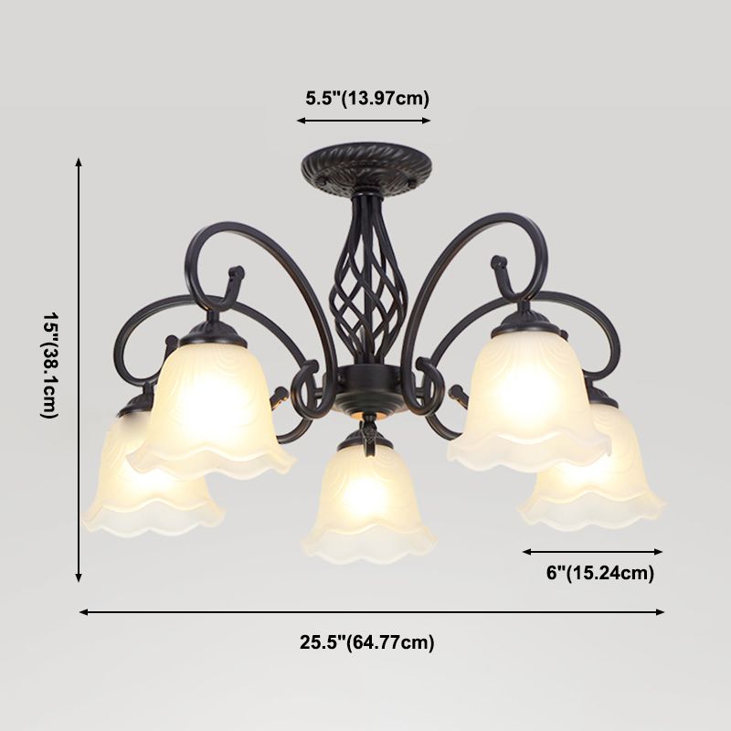 Traditionele inbouwlamp Eenvoudige plafondlamp met glazen kap voor woonkamer