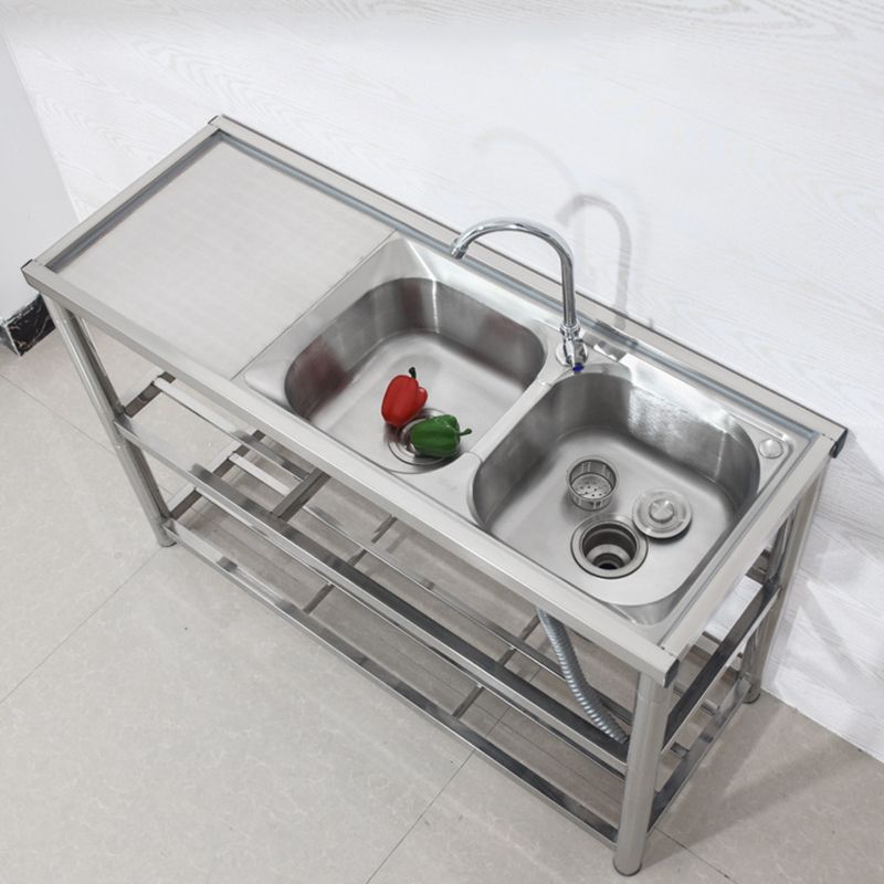 Modern Workstation Ledge Stainless Steel with Accessories and Faucet Workstation